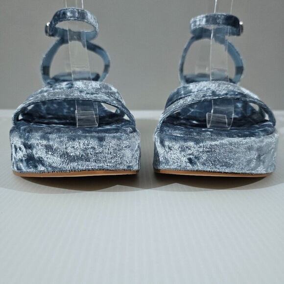 NEW Jeffrey Campbell Activate Sandal Chunky Platform Blue Crushed Velvet Size 8 - Picture 4 of 13